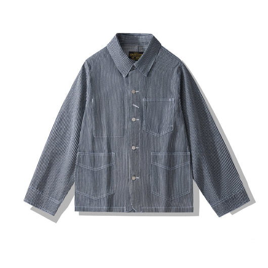 Chaqueta Motociclista Denim a Rayas con Múltiples Bolsillos - Image 2
