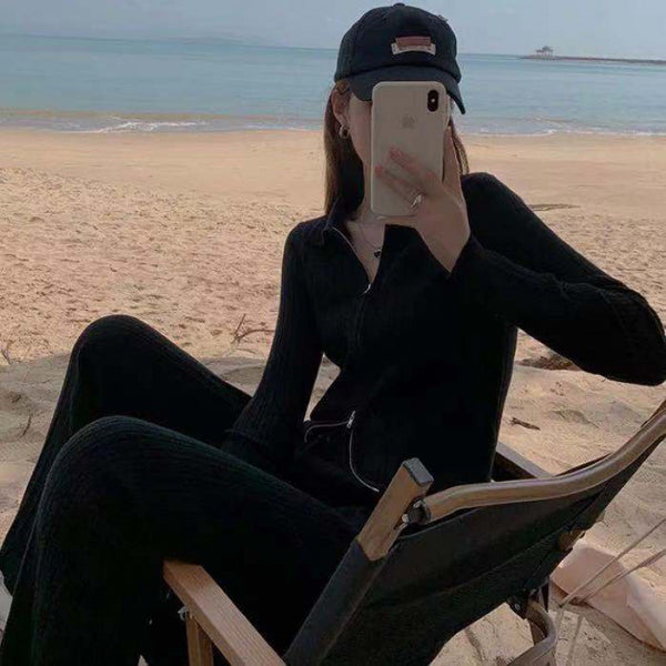 Conjunto Deportivo Mujer Pantalón Ancho Tejido Estilo Hong Kong