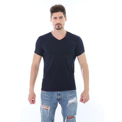 Playera Casual de Cuello V Hombre - Colores Sólidos - Image 12