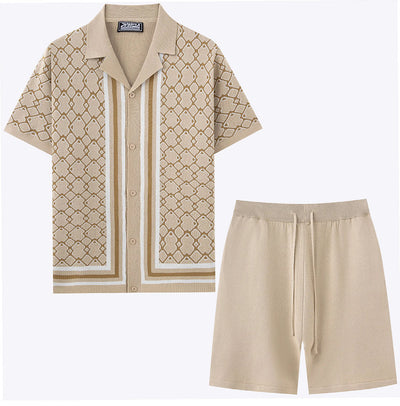 Traje Tejido Jacquard Geométrico con Cuello Cubano para Hombre - Image 13