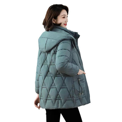Chaqueta Acolchada de Plumón para Mujer con Capucha - Largo Medio - Image 5