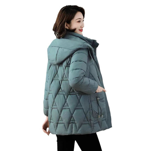 Chaqueta Acolchada de Plumón para Mujer con Capucha - Largo Medio - Image 5