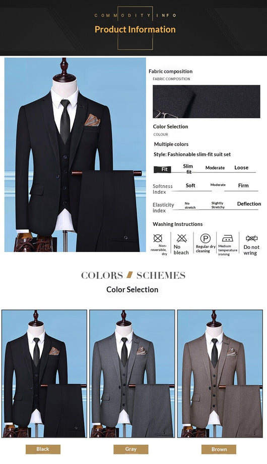Traje de Novio Tres Piezas Color Sólido Premium - Image 21