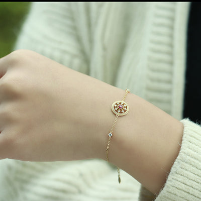 Pulsera de Rubí Natural con Discos Vintage - Image 9