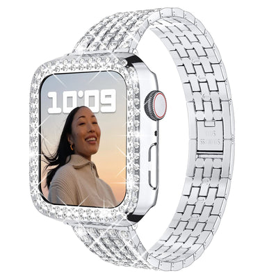 Pulsera de Reloj Metal con Diamantes y Cinco Cuentas Decorativas - Image 10