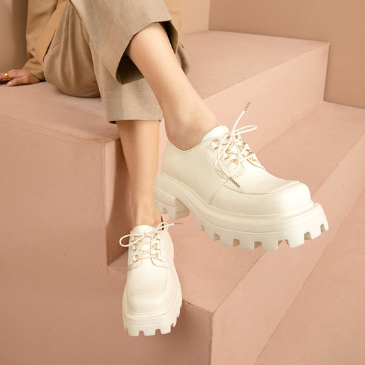 Zapatos de Plataforma con Tacón Grueso y Punta Cuadrada para Mujer