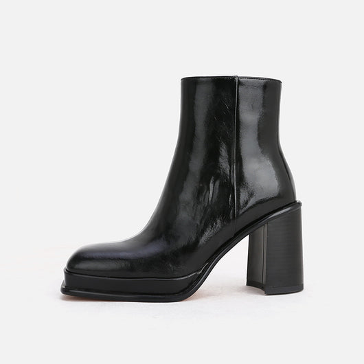 Botas Tobilleras de Cuero con Tacón Grueso y Suela Reforzada Impermeables - Image 4
