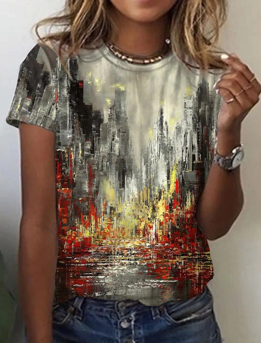 Blusa Retro Abstracta con Estampado Europeo Moderno - Image 9