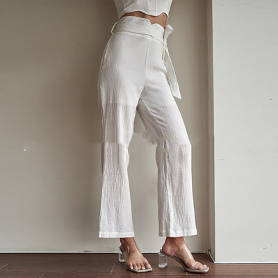 Pantalón Cropped Talle Alto sin Cinturón en Tela PU Efecto Cuero - Image 3
