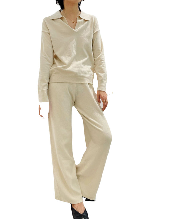 Conjunto Tejido: Suéter Manga Larga + Pantalón Ancho Elegante