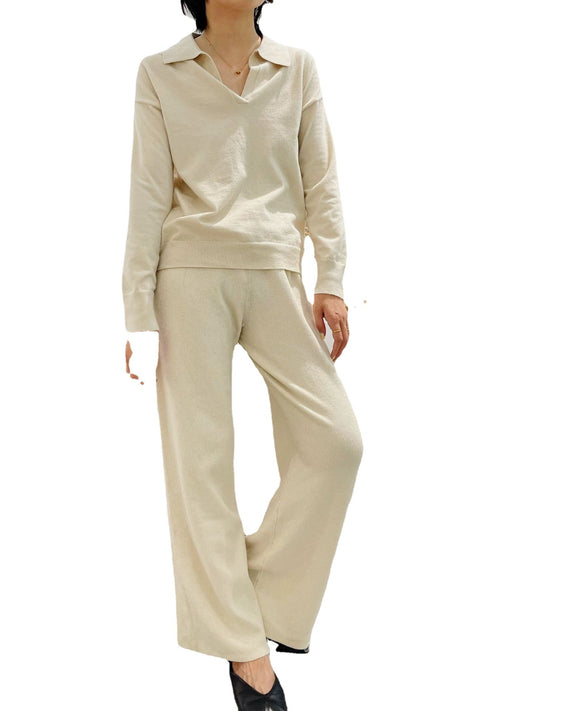Conjunto Tejido: Suéter Manga Larga + Pantalón Ancho Elegante
