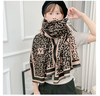 Bufanda de Cachemira con Letras para Mujer - Elegancia Versátil - Image 14