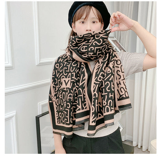Bufanda de Cachemira con Letras para Mujer - Elegancia Versátil - Image 14