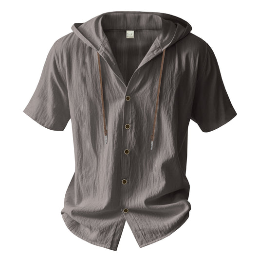 Camisa Suelta con Capucha y Manga Corta para Hombre - Image 25