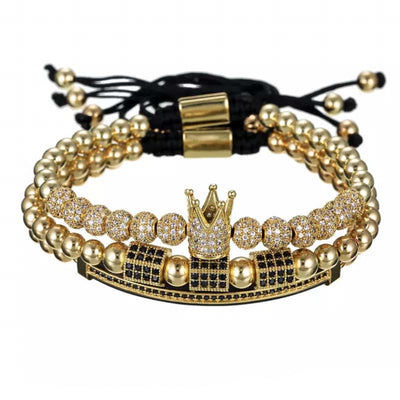 Pulsera Trenzada de Goma con Diamantes Poligonales Curvos