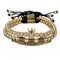 Pulsera Trenzada de Goma con Diamantes Poligonales Curvos