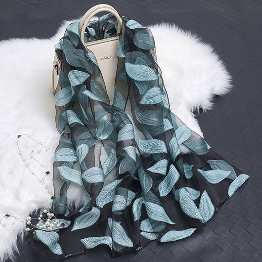 Pañuelo de Seda Estampado Flores Huecas - Diseño Elegante y Versátil - Image 55