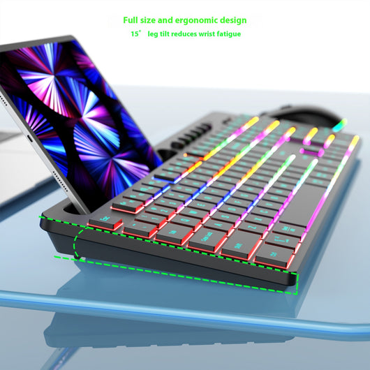 Kit Inalámbrico Teclado y Ratón Ergonómico con Ranura para Tarjeta y Iluminación LED - Image 4