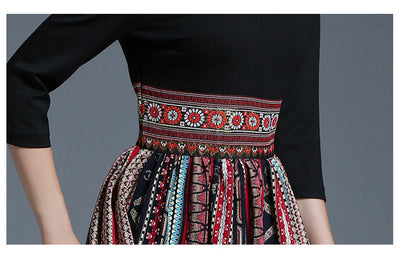 Vestido Retro de Cintura Alta con Bloques de Color y Detalles Bordados - Image 16