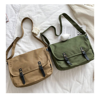 Bolsa de Mensajero Retro de Lona con Cierre Abatible y Detalles de Herrería - Image 19