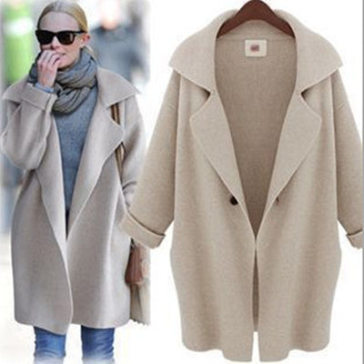 Chaqueta Tejida con Cuello de Solapa - Largo Medio para Mujer - Image 5