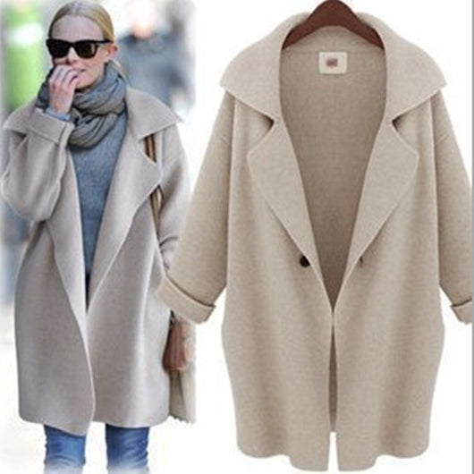 Chaqueta Tejida con Cuello de Solapa - Largo Medio para Mujer - Image 5
