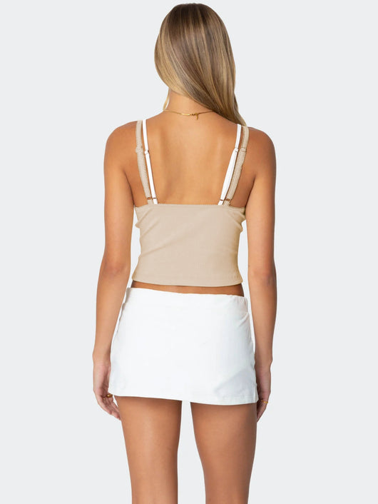 Blusa Elegante Lazo Contraste de Colores con Encaje Falsa Dos Piezas - Image 44