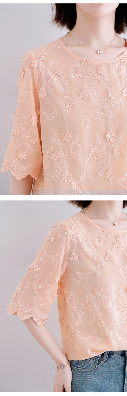 Blusa Chiffon Jacquard Elegante para Mujer - Image 10