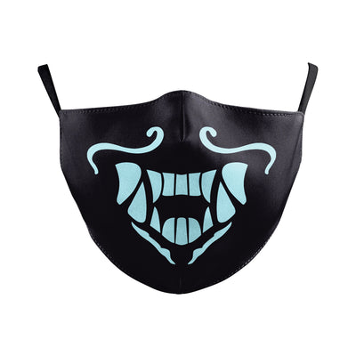 White dust mask with a colorful Day of the Dead sugar skull design, featuring a skeletal mouth and floral accents. - Image 17