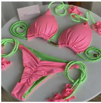 Bikini Triangular Trenzado con Falda Tipo Bolsa - Image 9