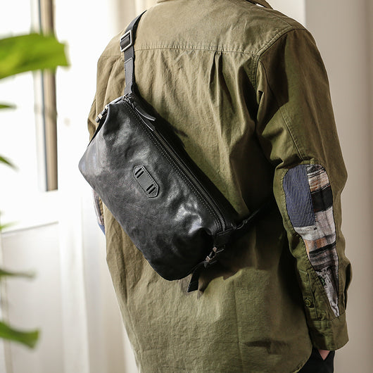 Bolso de Cuero Curtido al Vegetal con Solapa - Estilo Retro Vintage