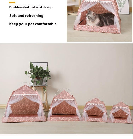 Casa Gatuna Plegable de Cuatro Esquinas con Cama Extraíble y Lavable - Image 16