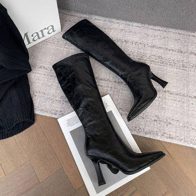 Botas Retro de Tacón Alto Punta Afilada - Lujo Exclusivo para Mujer - Image 12