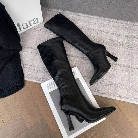 Botas Retro de Tacón Alto Punta Afilada - Lujo Exclusivo para Mujer - Image 12