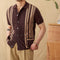 Cardigan Polo de Punto Transpirable con Rayas de Algodón