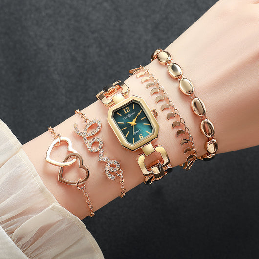 Reloj Cuadrado Elegante para Mujer con Pulsera Corazón - Image 17