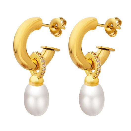 Aretes de Perla Barroca en C con Diseño Personalizado Europeo - Image 4