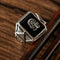 Anillo de Plata Ley 925 con Ágata Negra para Hombre - Diseño Dominante Azul Marino