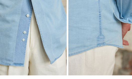 Camisa Denim Casual British Fashion para Hombre - Manga Larga Elegante - Image 8