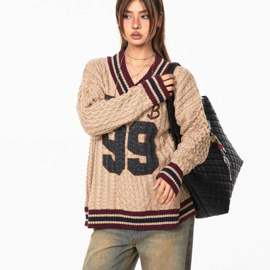Suéter Jacquard Suelto Otoño Invierno Tejido Cómodo