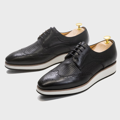 Zapatos Derby Tejidos Punta Fina - Calzado Casual de Cuero para Hombre - Image 17