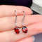 Genuine Natural Pigeon Blood Ruby Garnet Ear Hook Rose Gold
