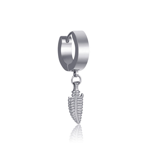 Arete de Acero Inoxidable con Diseño de Hoja para Hombre - Image 2