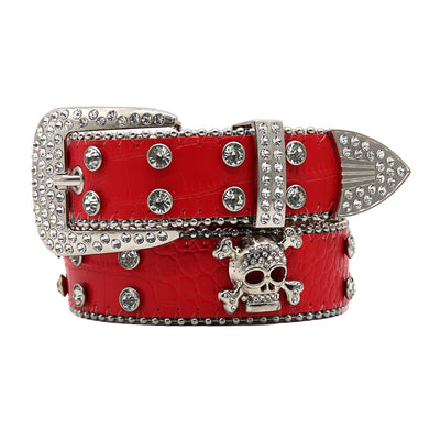 Cinturón Ancho para Hombre con Calavera de Cristales - Image 5