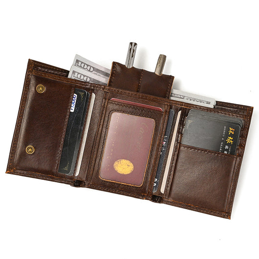 Billetera de Cuero Genuino para Hombre con Protección RFID y Cadena de Metal - Image 7