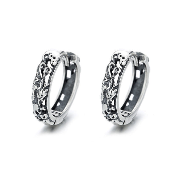 Aretes de Plata Tailandesa Vintage con Patrón Pixiu