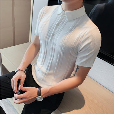 Polo Tejido de Manga Corta para Hombre con Textura y Elasticidad - Image 13