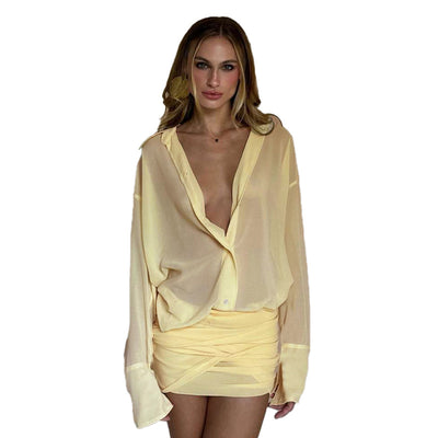 Vestido Camisero Elegante Ajustado con Encaje y Cordones - Image 22