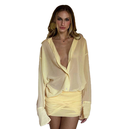 Vestido Camisero Elegante Ajustado con Encaje y Cordones - Image 22