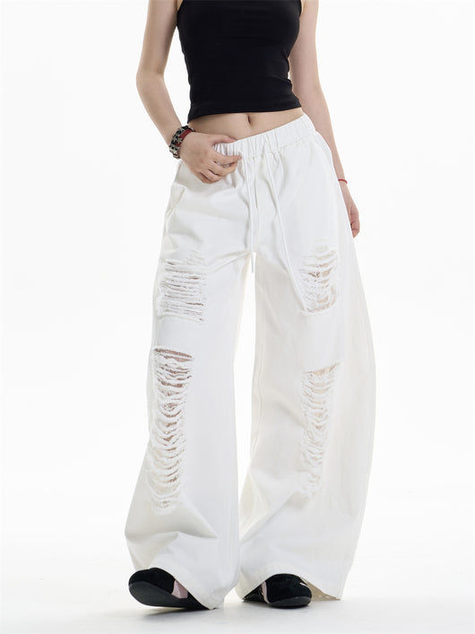 Pantalones Anchos Rotos para Mujer - Diseño Casual Desenfadado - Image 9